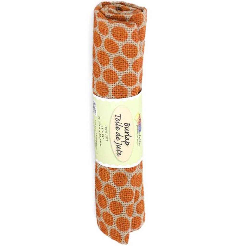 Fabric Palette Printed Burlap 18in x 21in Rolled Dots-Orange