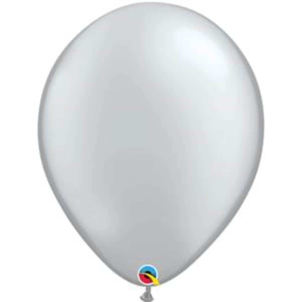 Latex Balloon Silver Round 11in Silver 