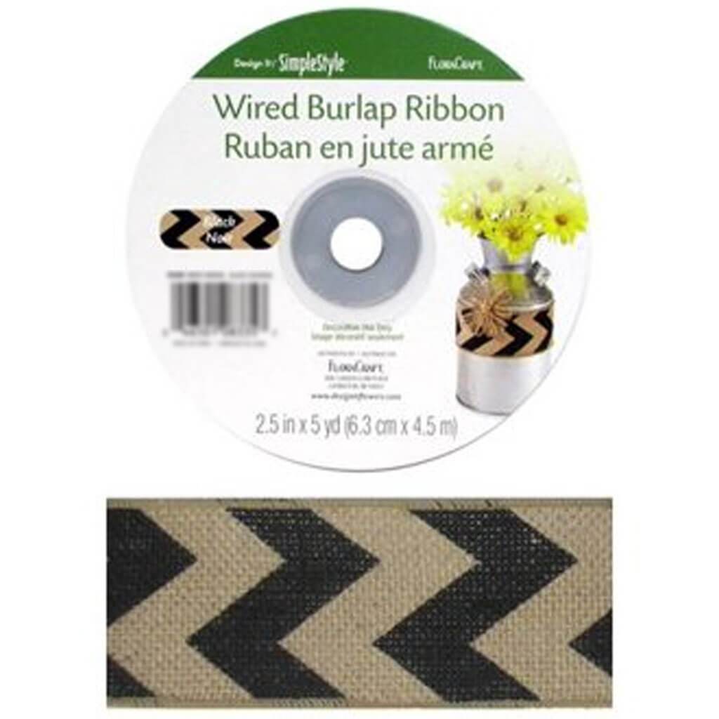 Ribbon Noir Burlap 2.5inx5yd Black