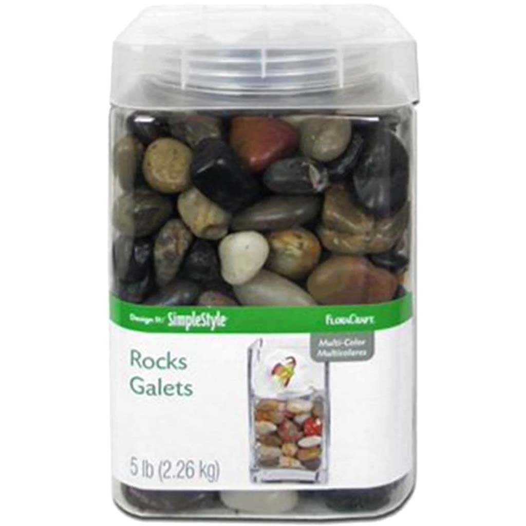 Rocks Square Jar Multicolor Pebbles 5lbs