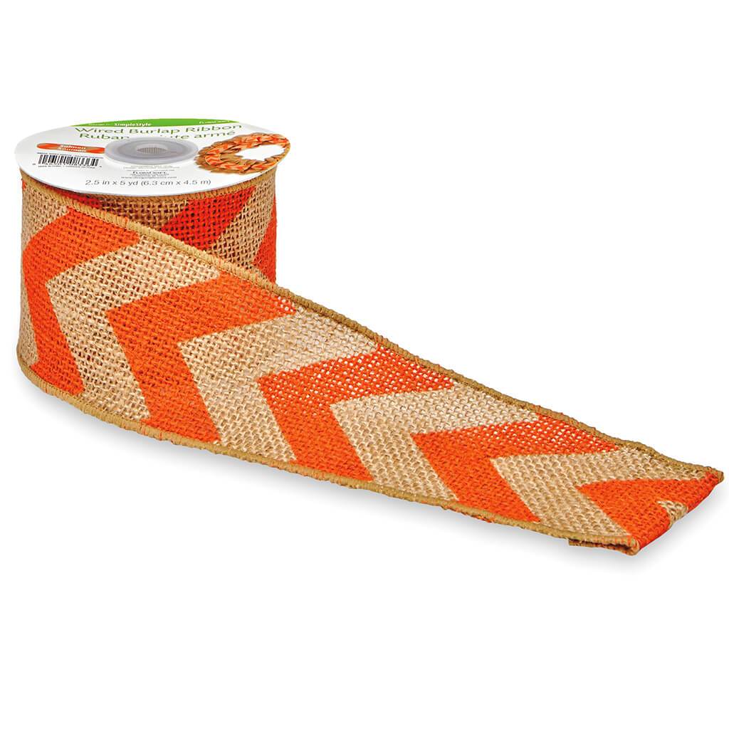 Burlap Salmon Chevron 2.5in5yd