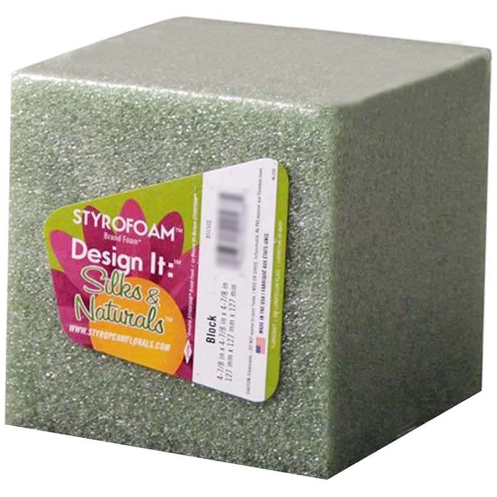 Styrofoam Block 4-7/8x4-7/8x4-7/8in Green