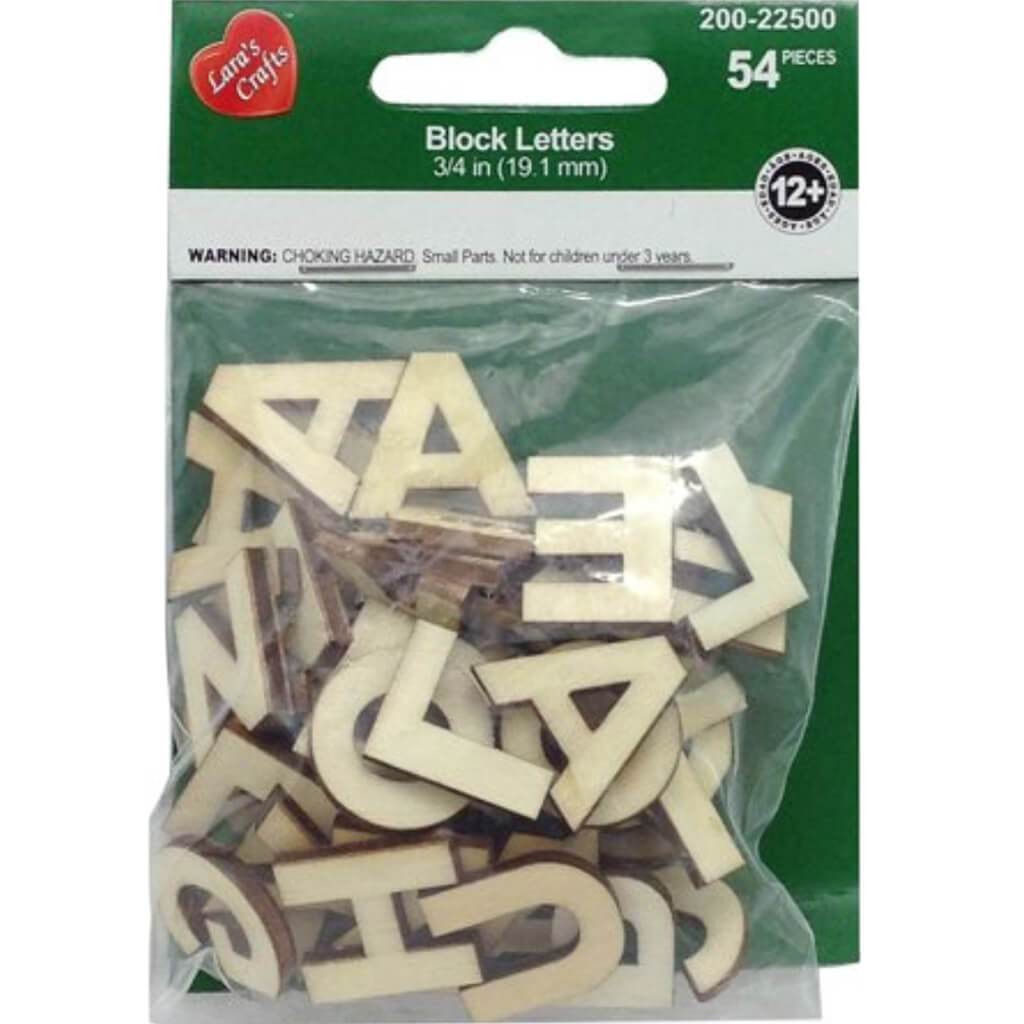 Wood Block Letters Shapes 3/4in