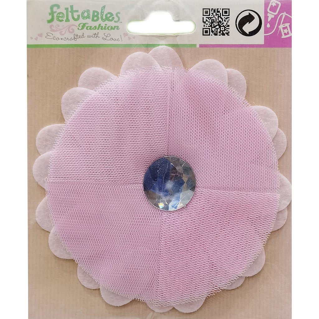 Embellishment Layered Rosette with Tulle Pink
