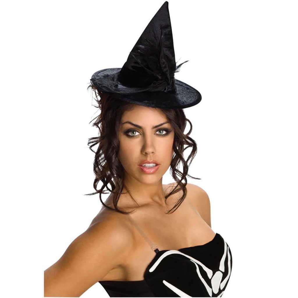 Mini Velour Witch Black Hat