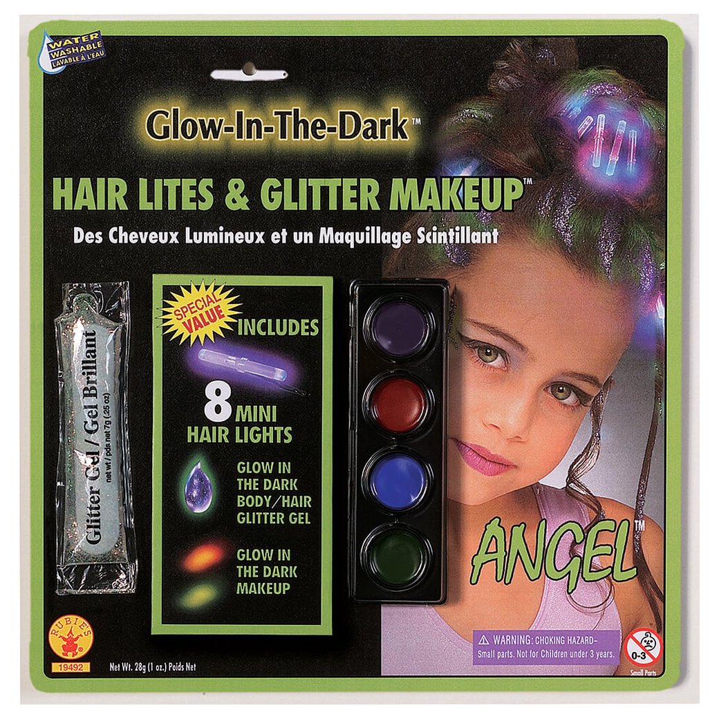 Glow in the Dark Hair Lites and Glitter Makeup Purple