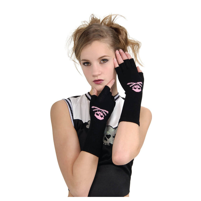 Skull & Crossbones Fingerless Gloves