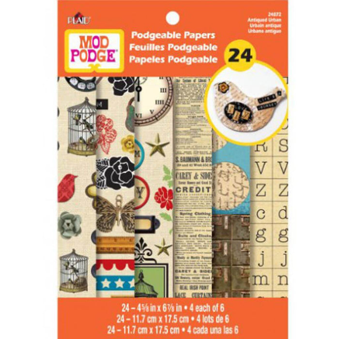 Mod Podge Podgeable Papers 4.625in x 6.875in 24pcs Antique Urban