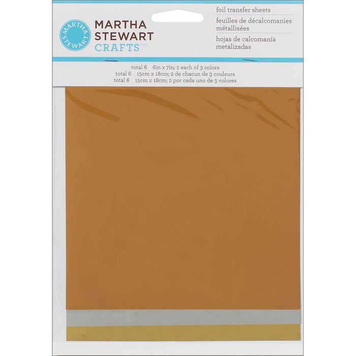 Martha Stewart Foil Sheets 6in x 7in Metallic-Copper, Gold & Silver 6pcs