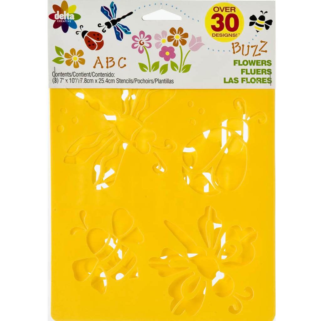 Stencil Mania Stencils 7in x 10in 3/Pkg Flowers