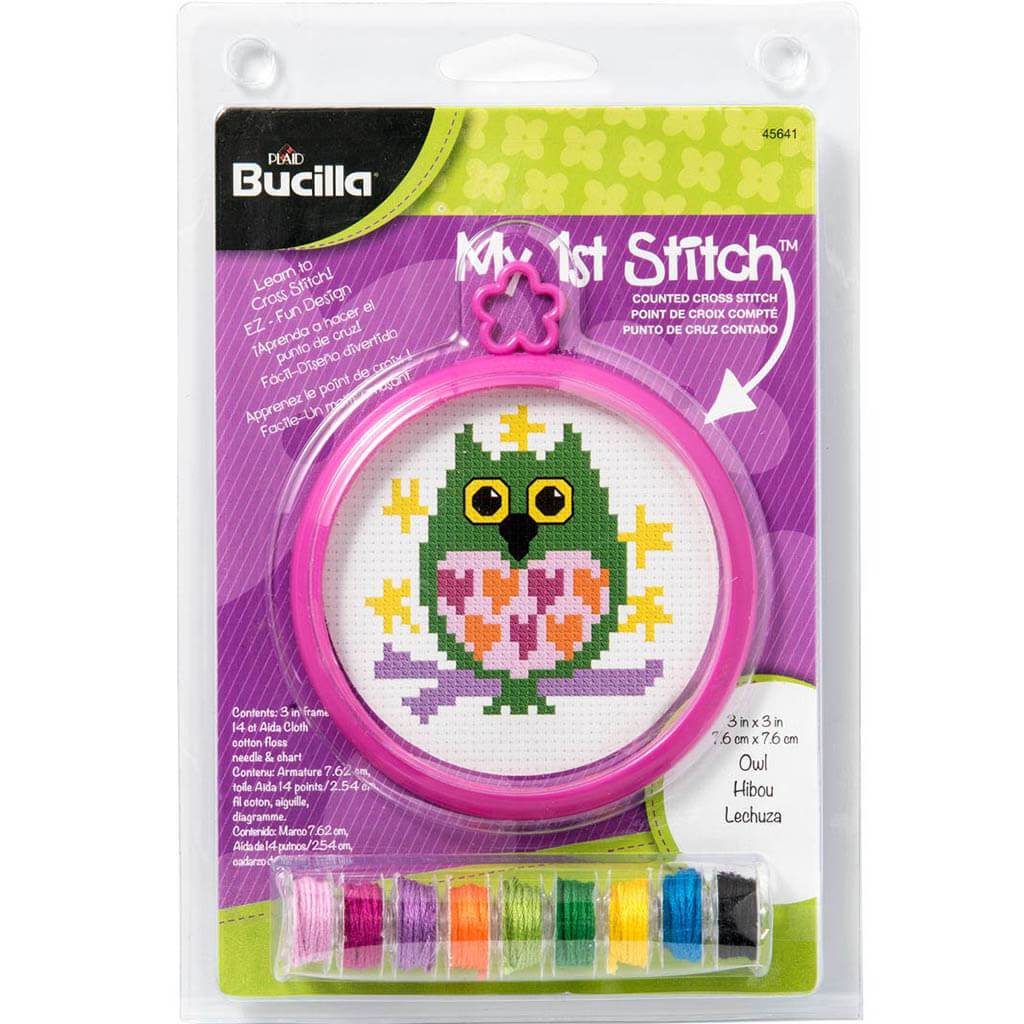 Owl Cross Stitch Kit 3in Round