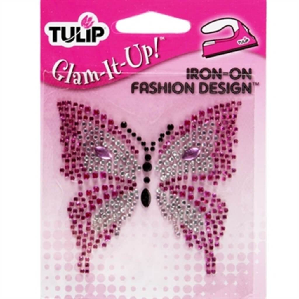 IRON ON FASHION DESIGN BUTTERFLY PINK