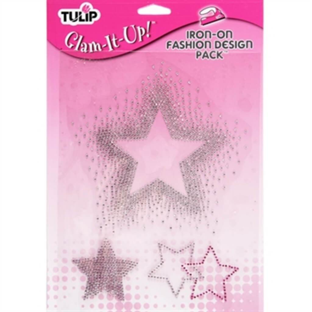 IRON ON FASHION DESIGN LARGE STARS PACK