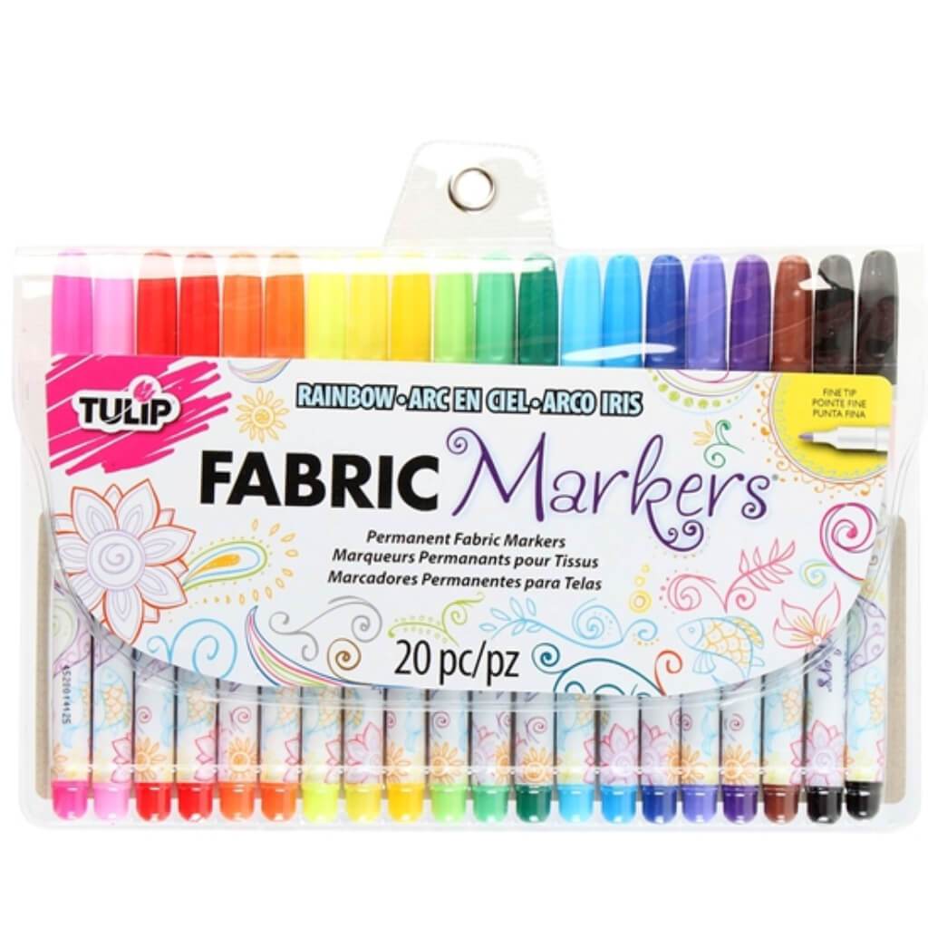 PERMANENT FABRIC MARKERS FINE TIP MULTI 20PK