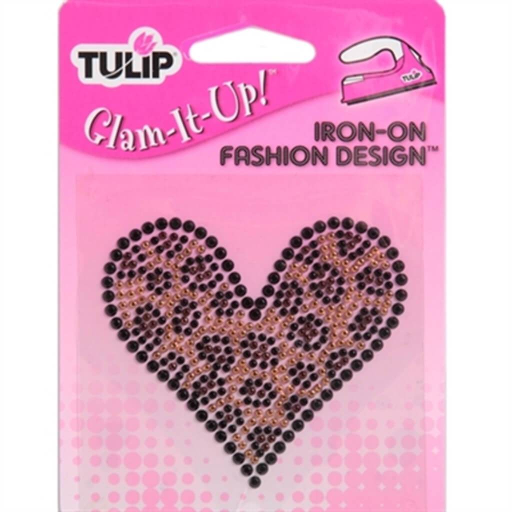 IRON ON FASHION DESIGN LEOPARD HEART