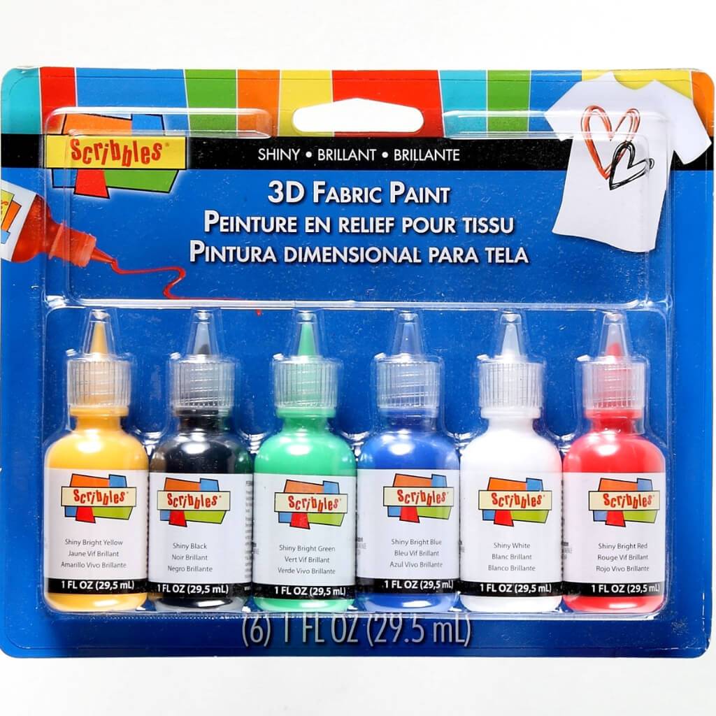 Scribbles Dimensional Fabric Paint Shiny 6pcs