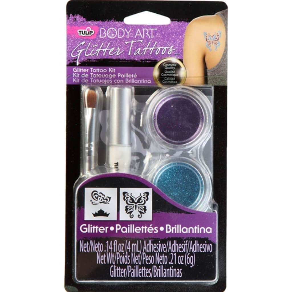 BODY ART GLITTER TATTOO KIT PURPLE &amp; TURQUOISE