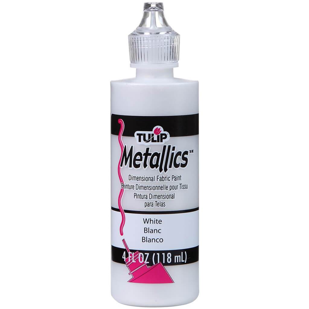 Tulip Dimensional Fabric Paint Metallics White 4oz