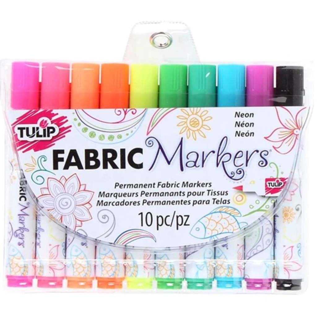 PERMANENT FABRIC MARKERS BRUSH TIP NEON