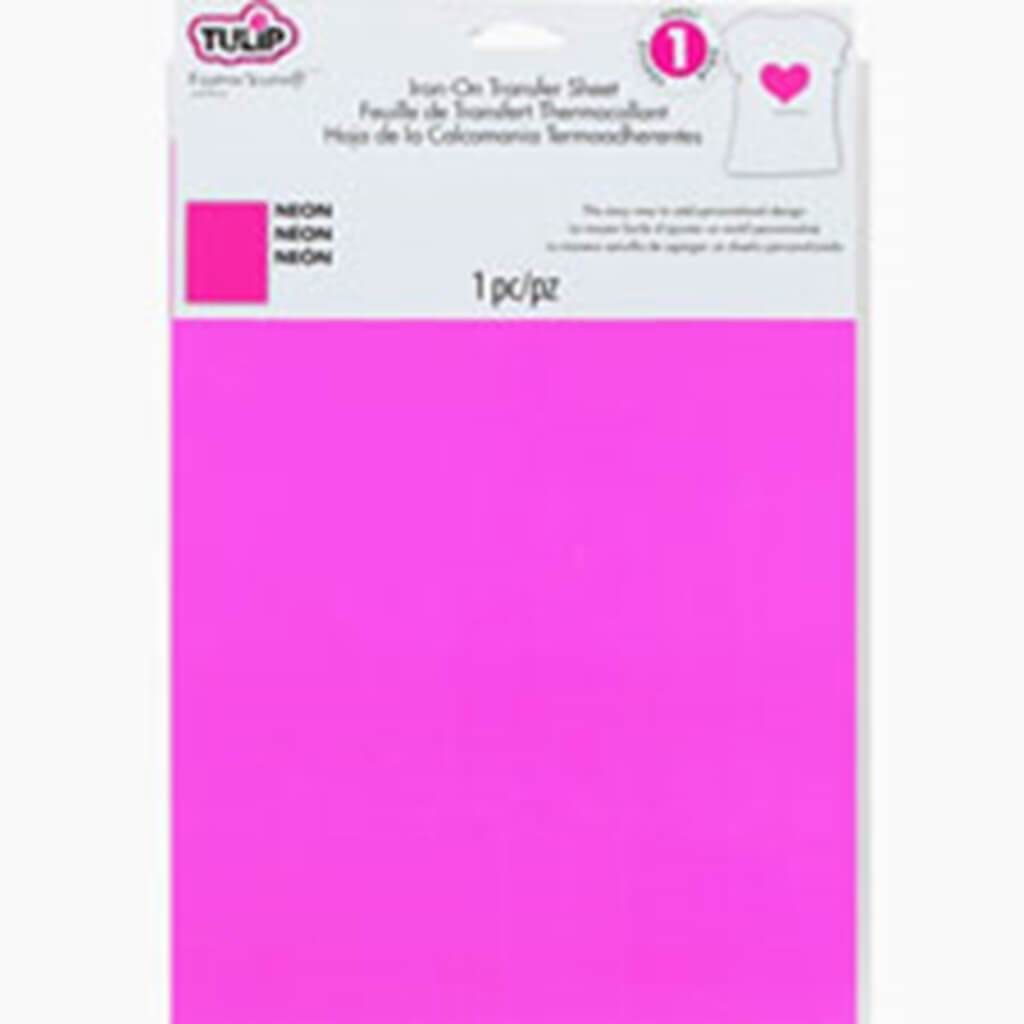 IRON ON TRANSFER SHEETS NEON PINK