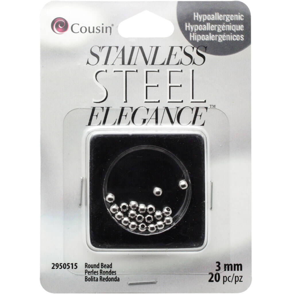 Stainless Steel Elegance Round Bead 20pc 3mm