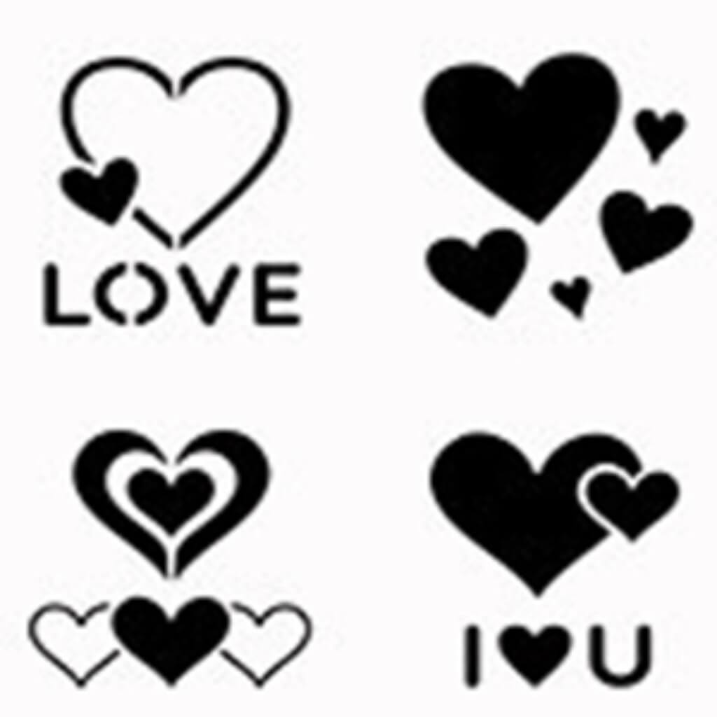 STICKY FABRIC STENCILS HEARTS