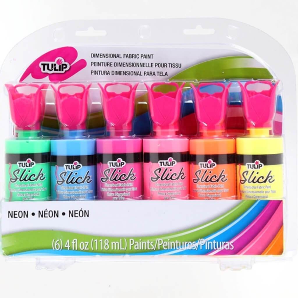 Tulip Dimensional Slick Fabric Paint Neon 6pcs