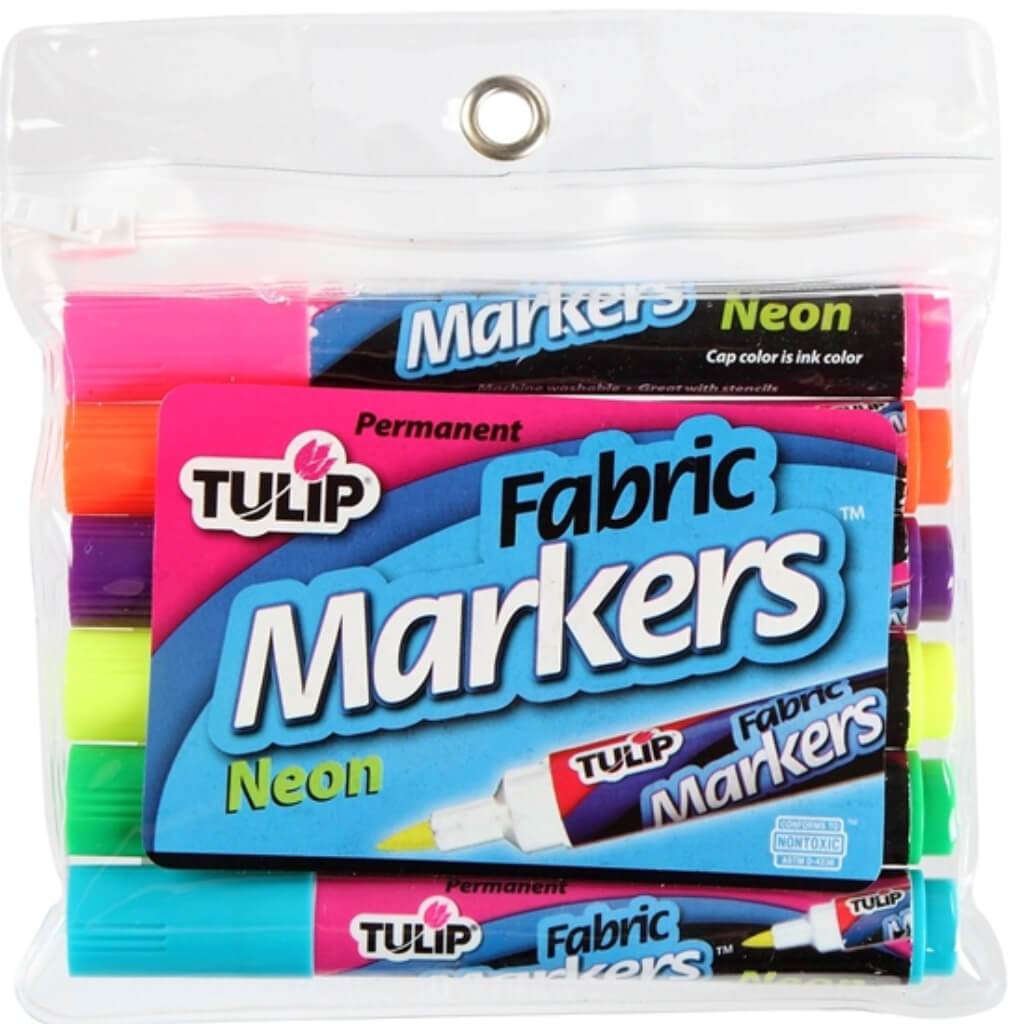 FABRIC MARKERS BULLET TIP NEON 6PK