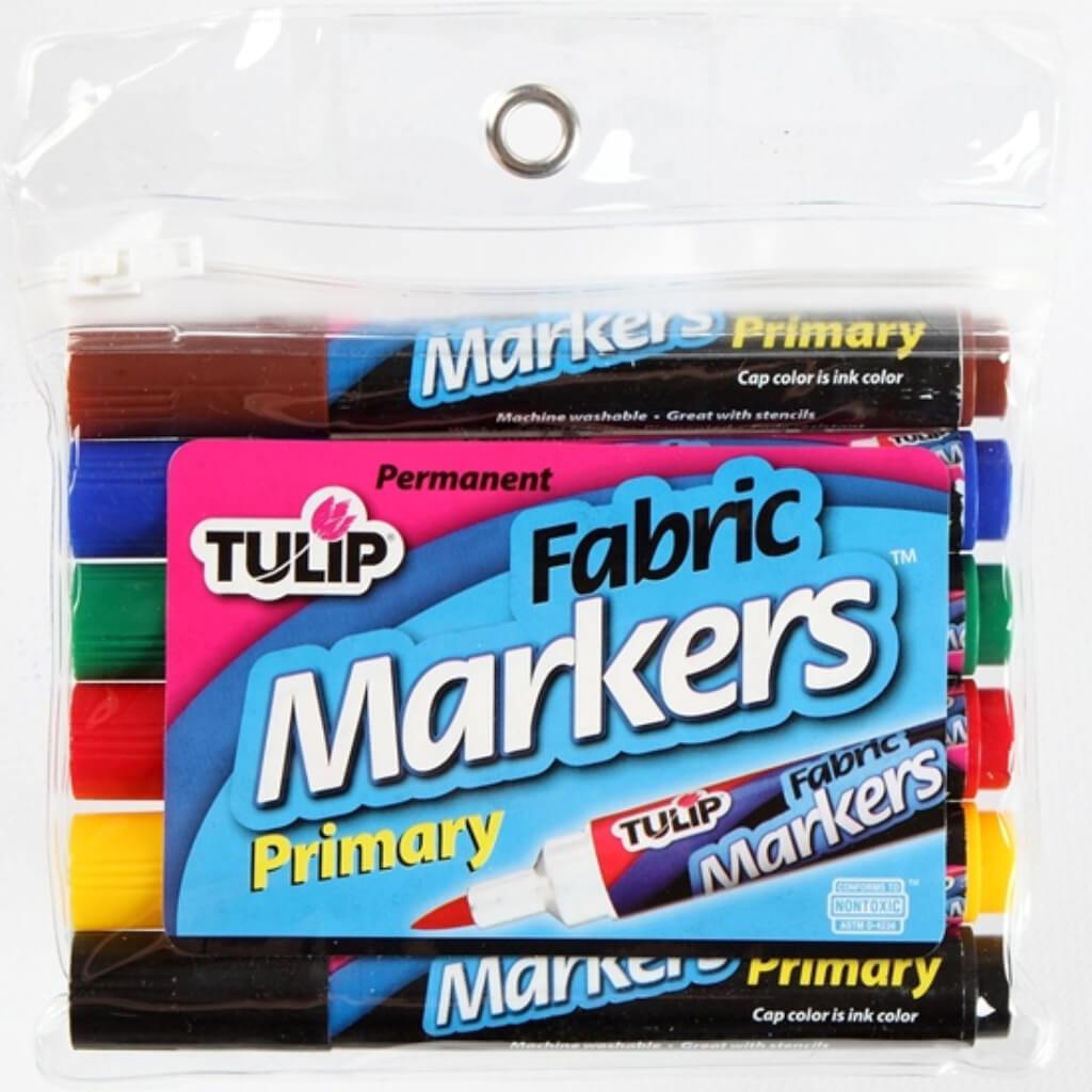 FABRIC MARKERS BULLET TIP PRIMARY 6PK