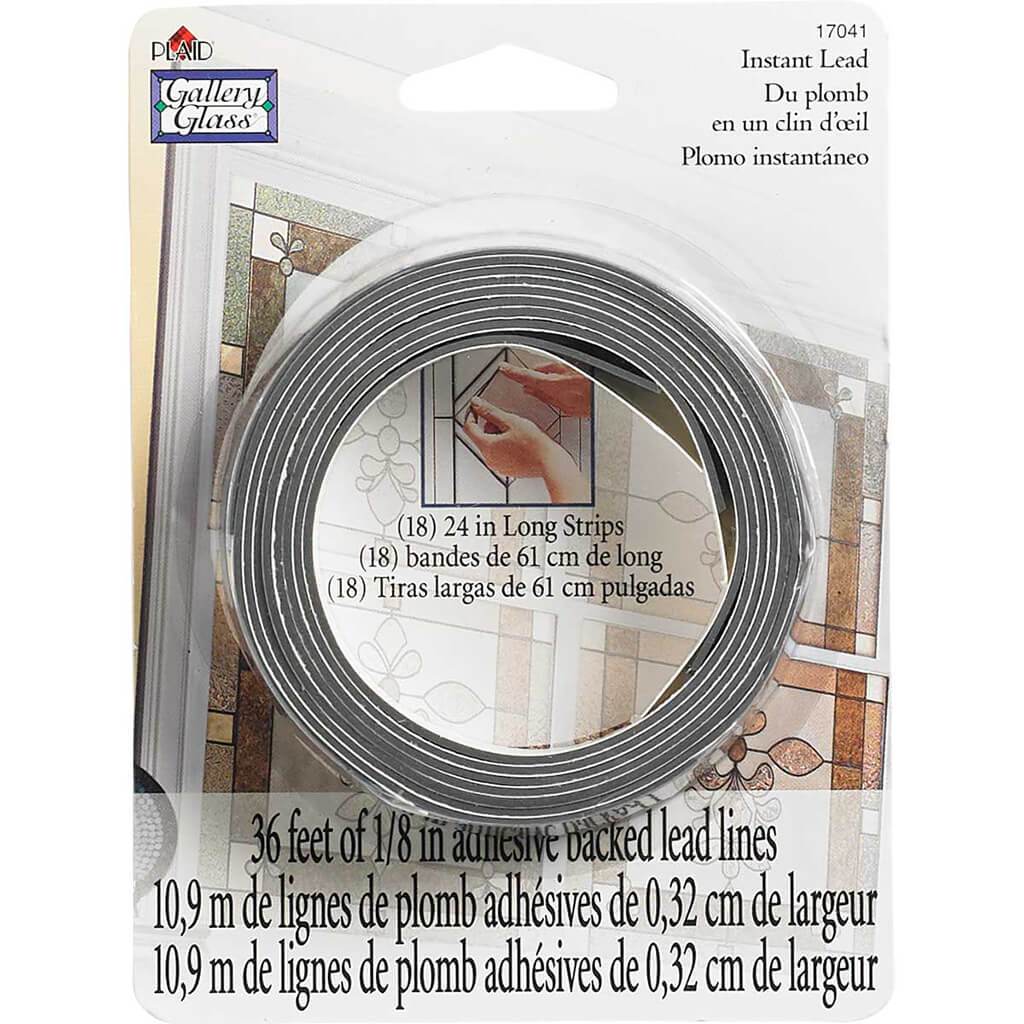 Gallery Glass Instant Lead Lines 24in Black .125in Thick 8pcs