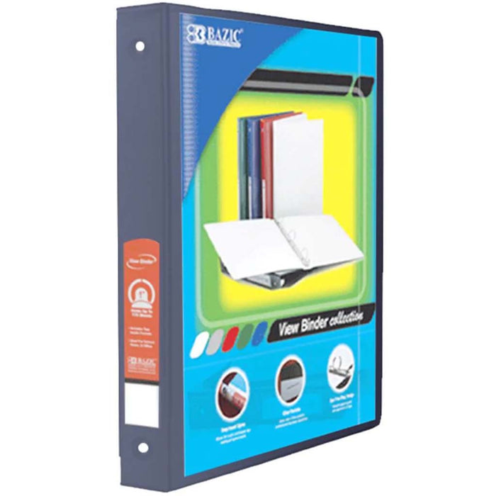 3 Ring View Binder with 2 Pockets Blue 1in 