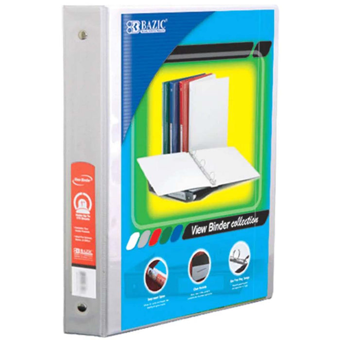 3 Ring View Binder with 2 Pockets White 1.5in 