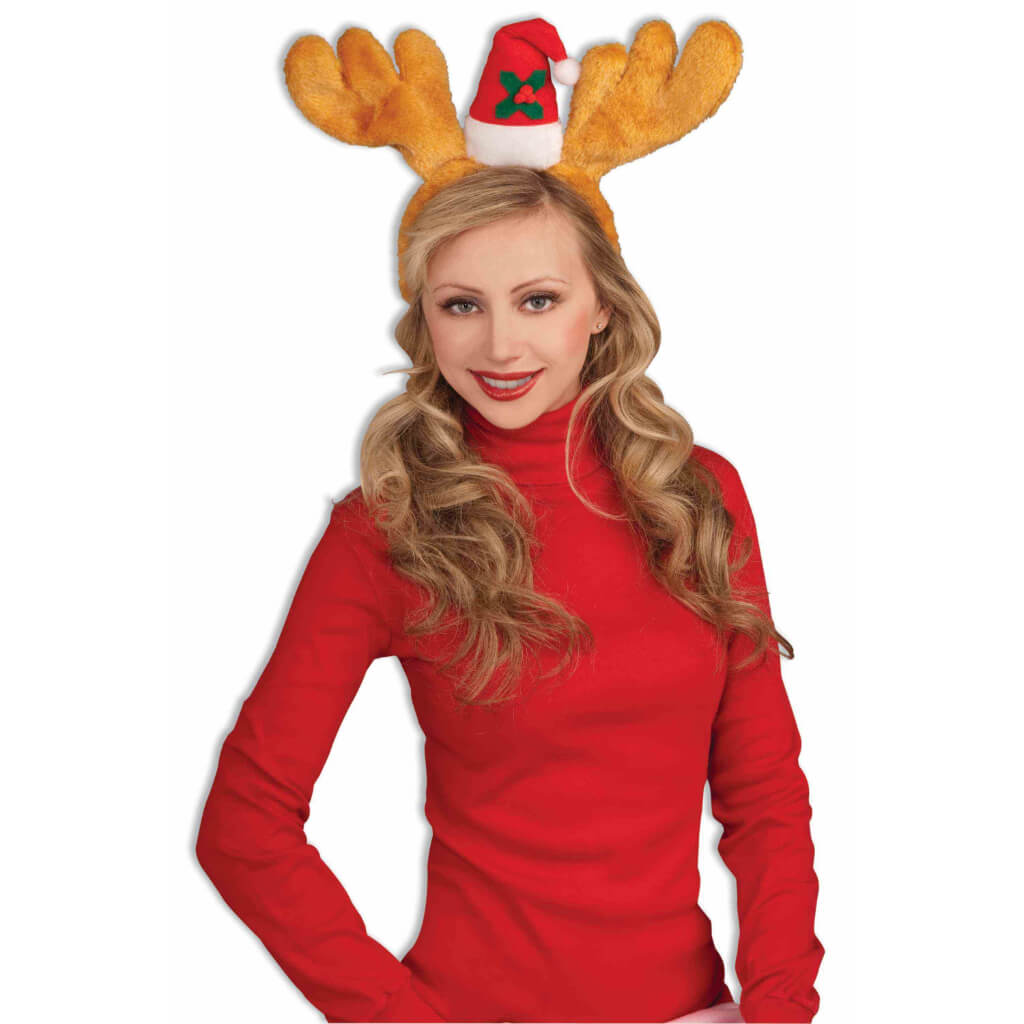 Antlers with Hat Headband Brown 