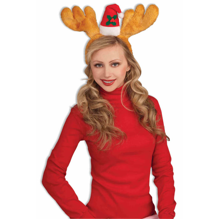 Antlers with Hat Headband Brown 