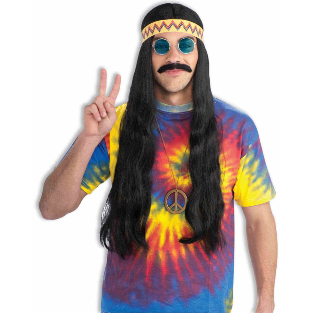 Hippie Dude Wig with  Headband