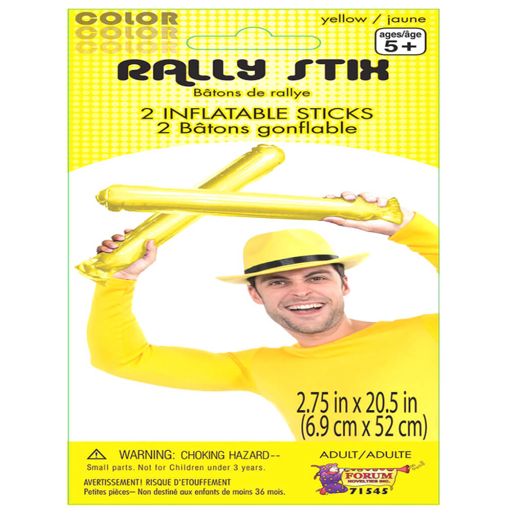 INFLATABLE RALLY STICKS 2 PCS YELLOW 