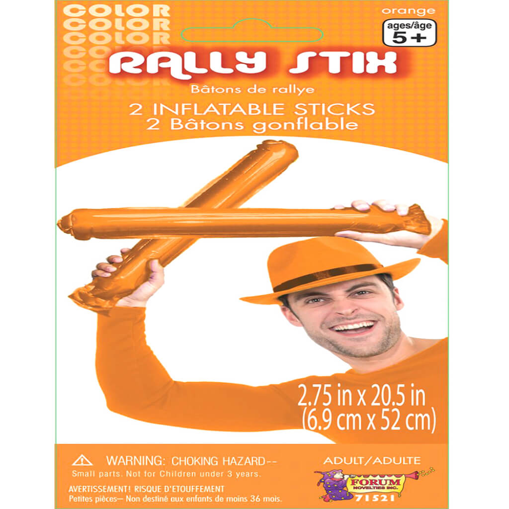 INFLATABLE RALLY STICKS 2 PCS ORANGE 