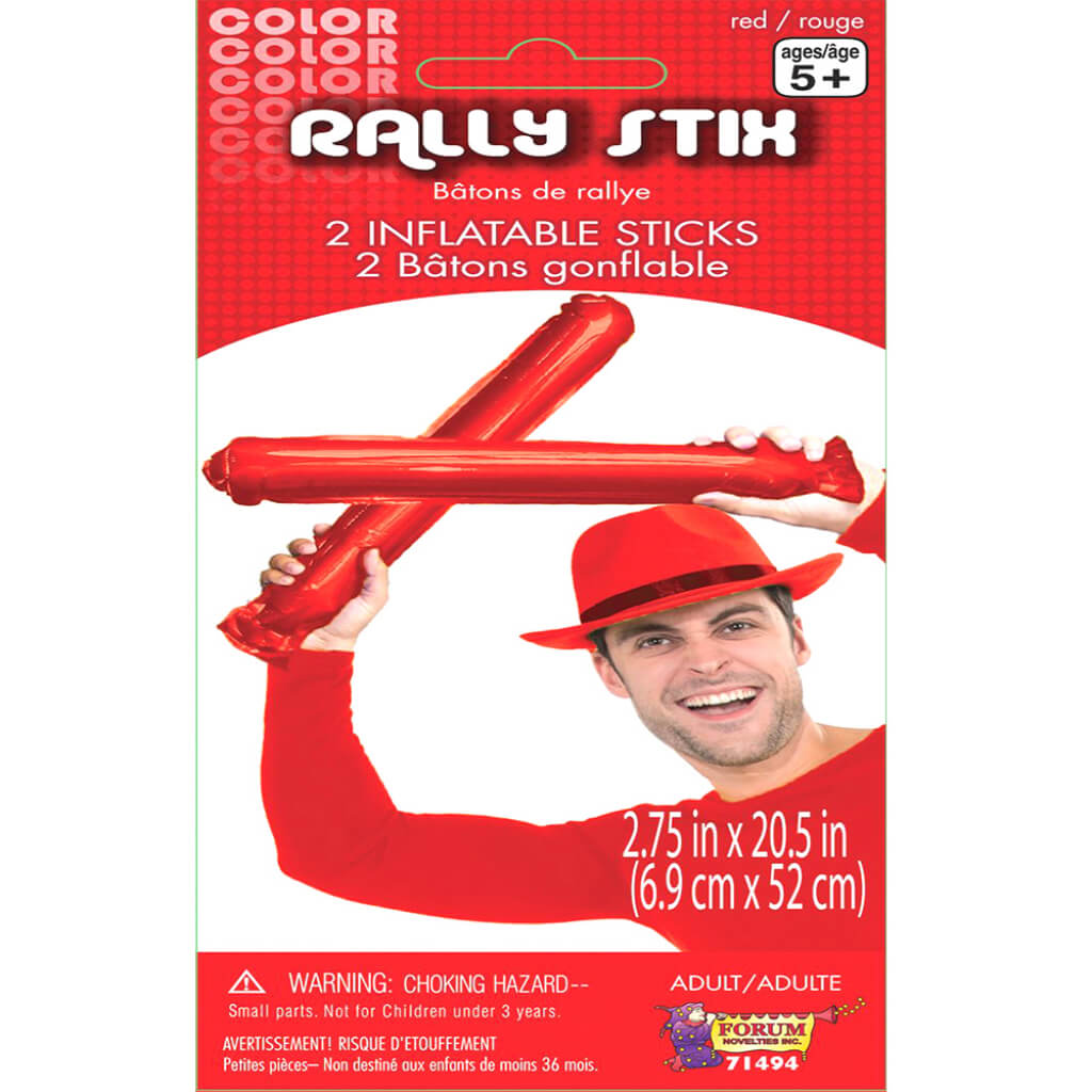 INFLATABLE RALLY STICKS 2 PCS RED 