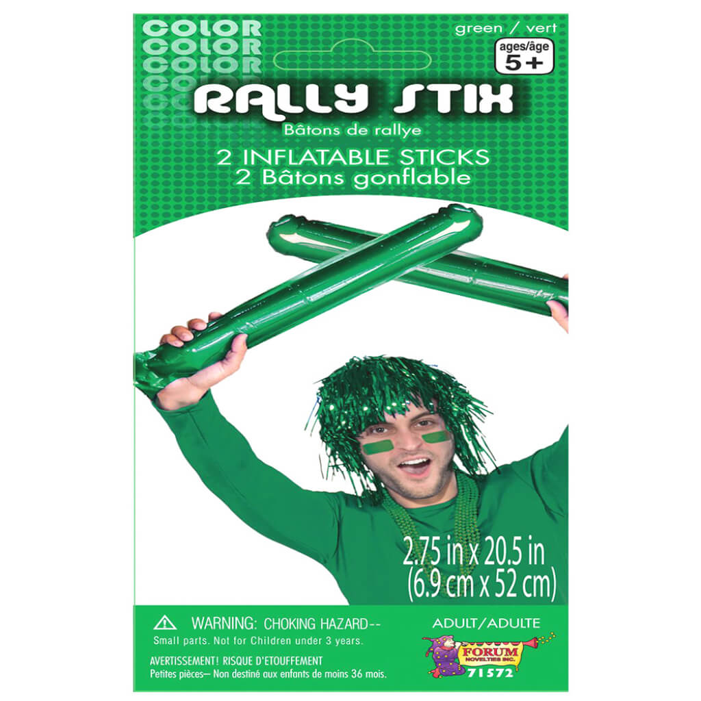 INFLATABLE RALLY STICKS 2 PCS GREEN 