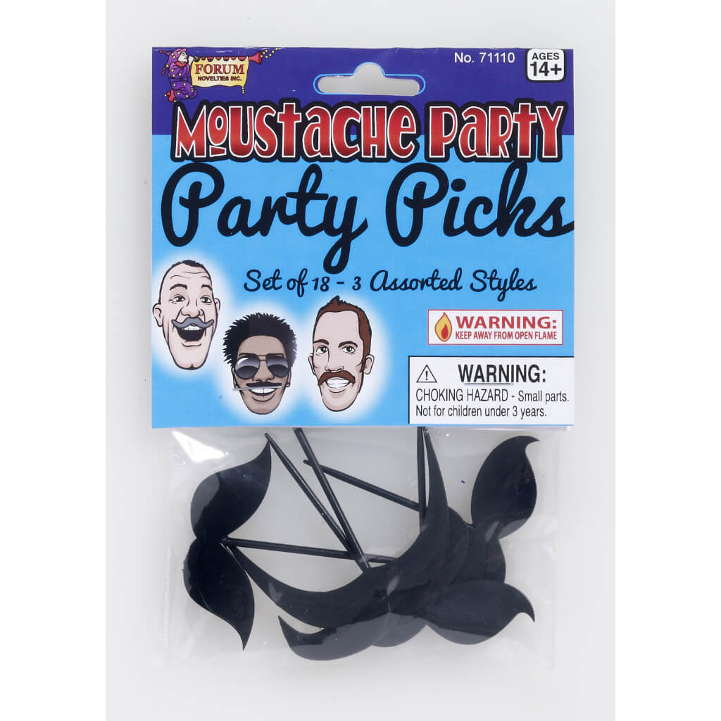 MOUSTACHE PARTY PICKS BLACK 