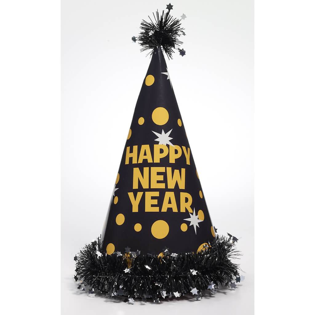 New Year Jumbo Cone Hat Black