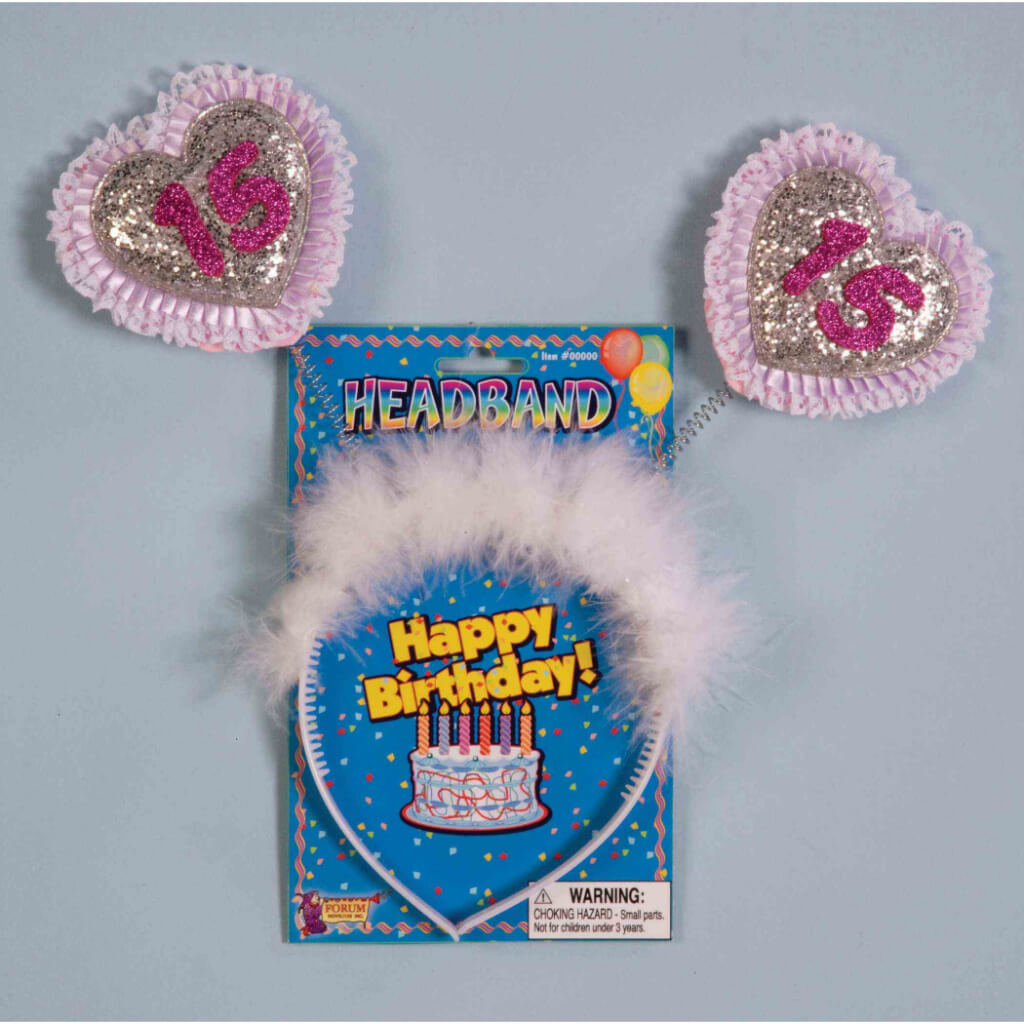 HAPPY BDAY HEART 15 HEADBAND 