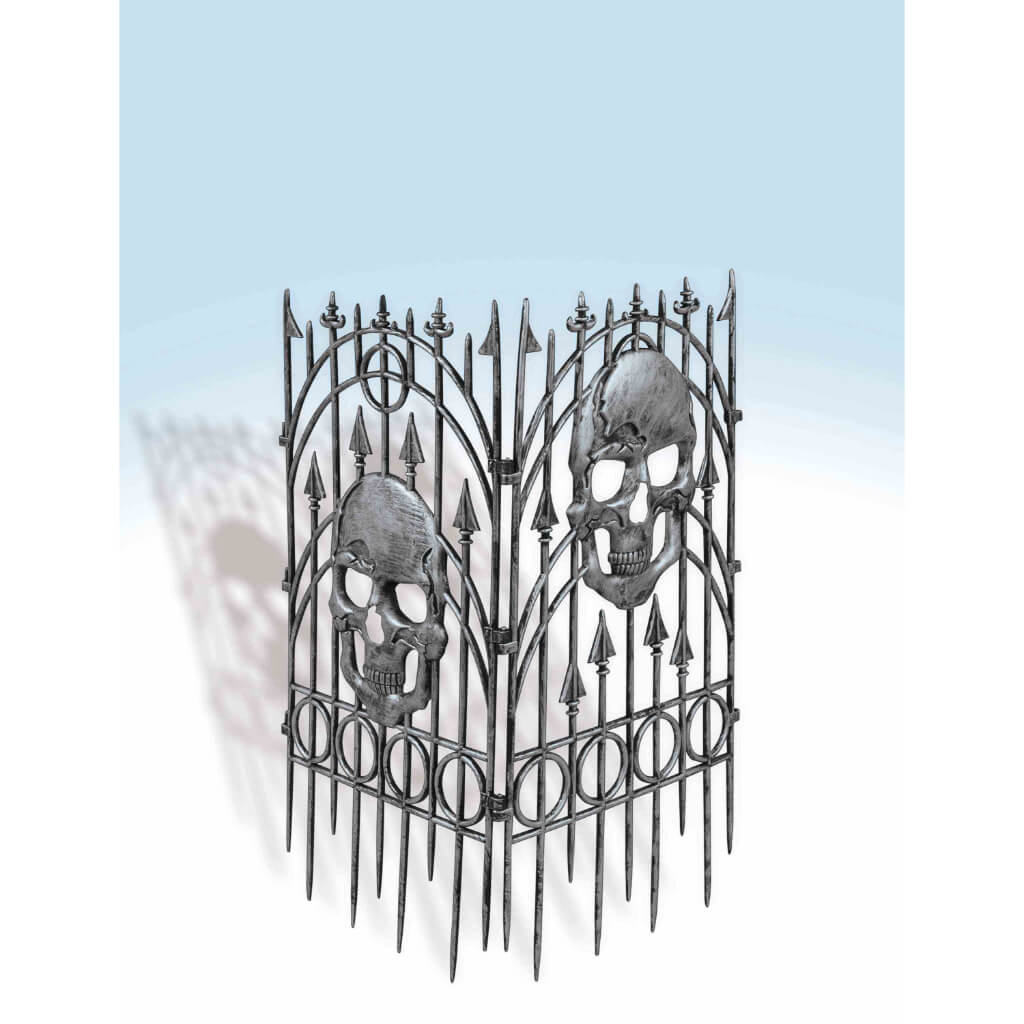 SILVER SKULL FENCE 2/SET 36"TALL 