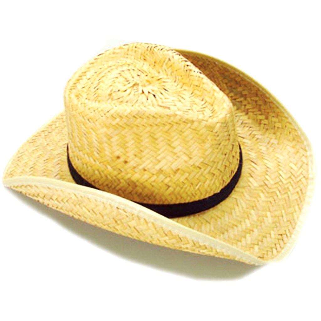 Rolled Brim Woven Straw Cowboy Hat