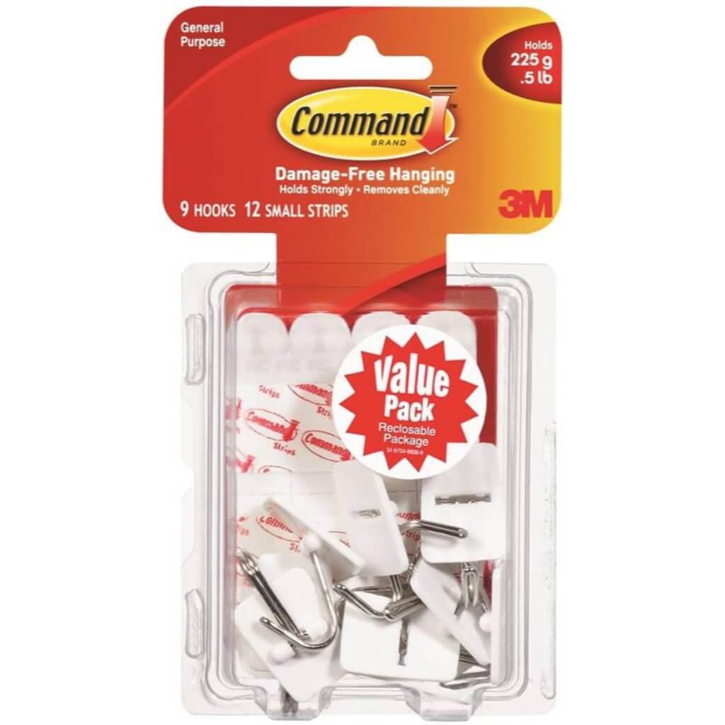 3M Command Small Wire Hooks Value Pack of 9