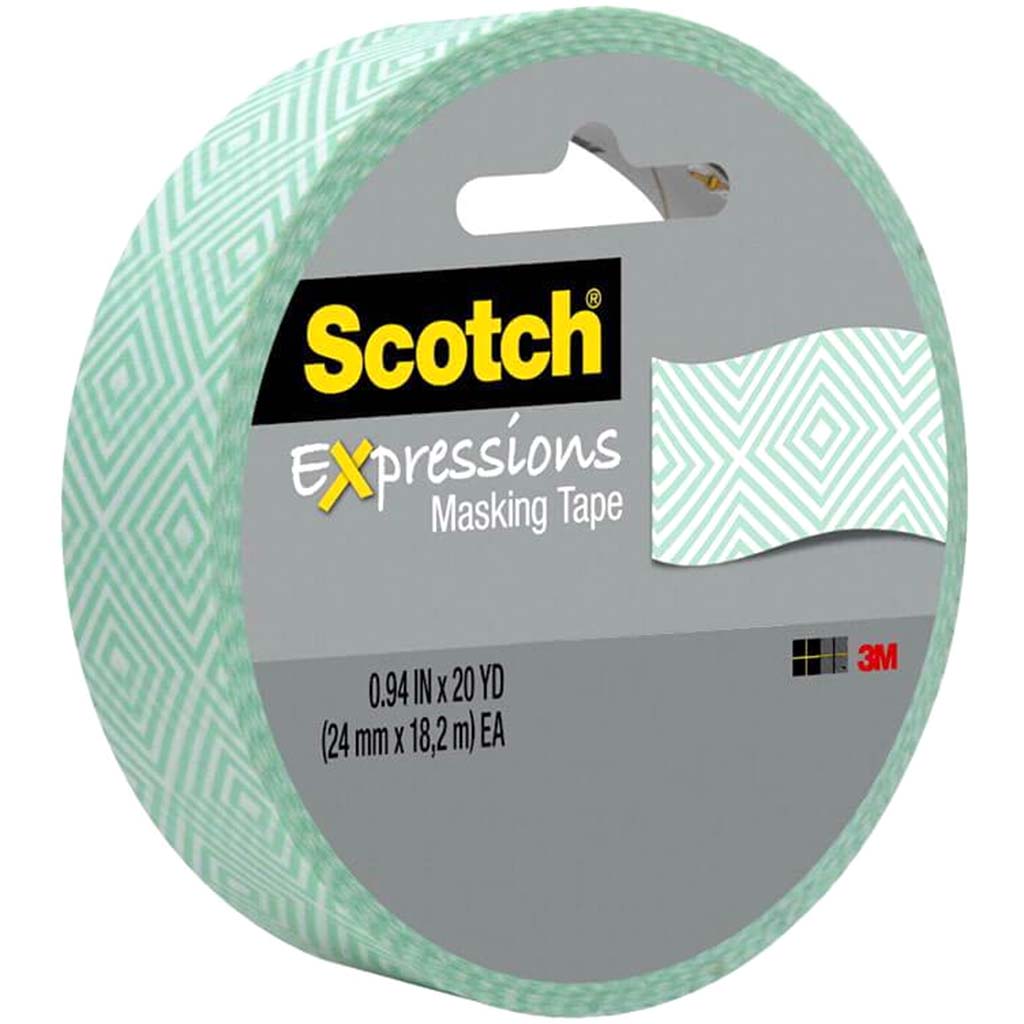 Scotch Expressions Masking Tape Mint Mosaic .94in x 20yd 