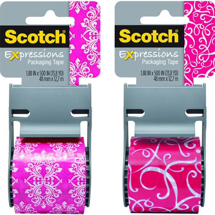 Scotch Decorative Pink Polka Dot & Orange Zig Zag 1.88in x 500in 