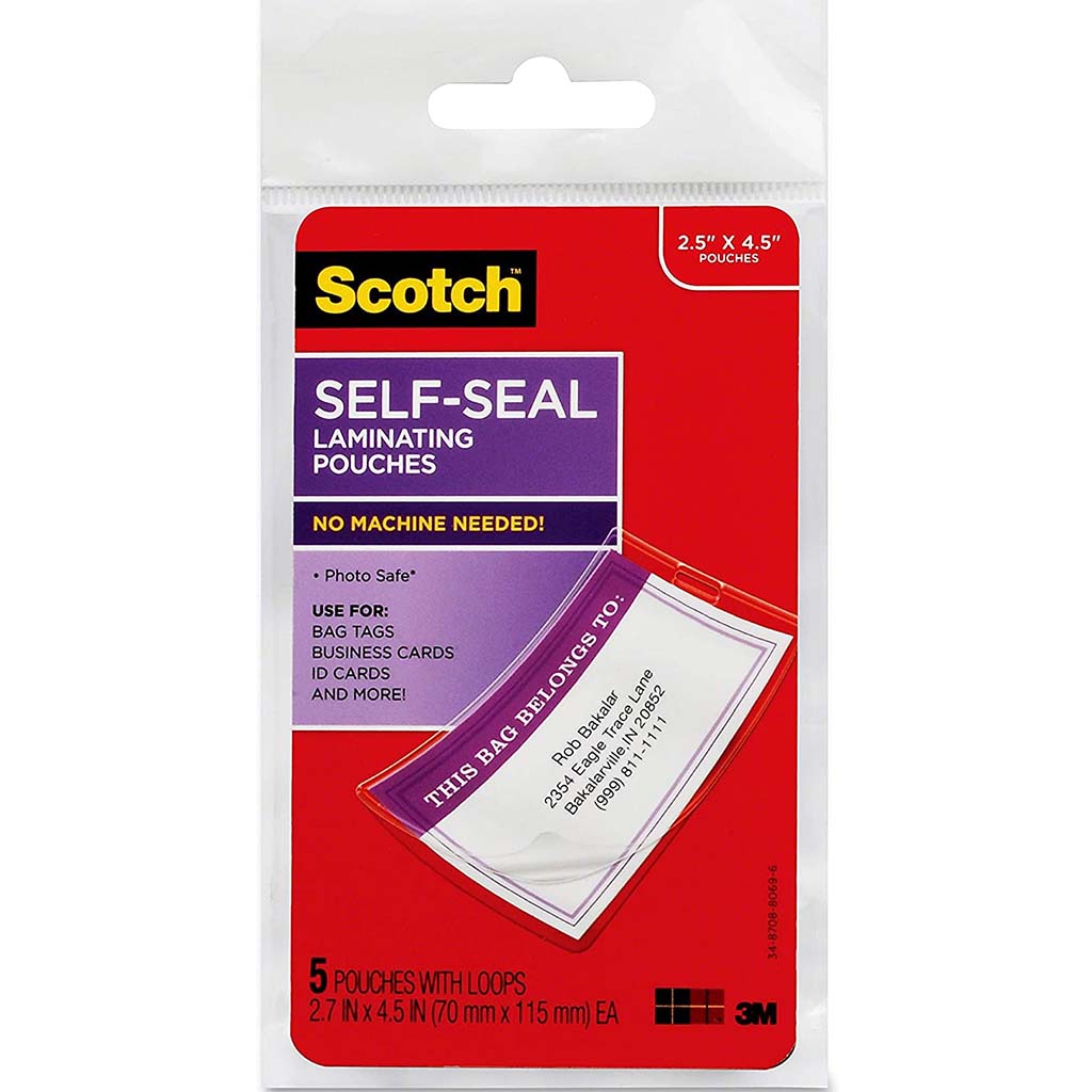 Self-Sealing Laminating Pouches 2.7in x 4.5 5ct 