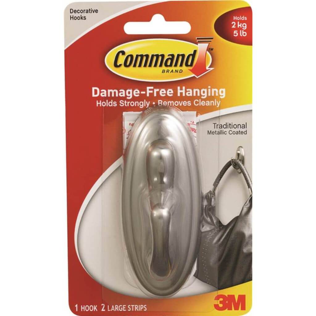 3M Command Large Hook Brushed Nickel