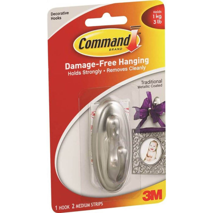 3M Command Medium Hook Brushed Nickel